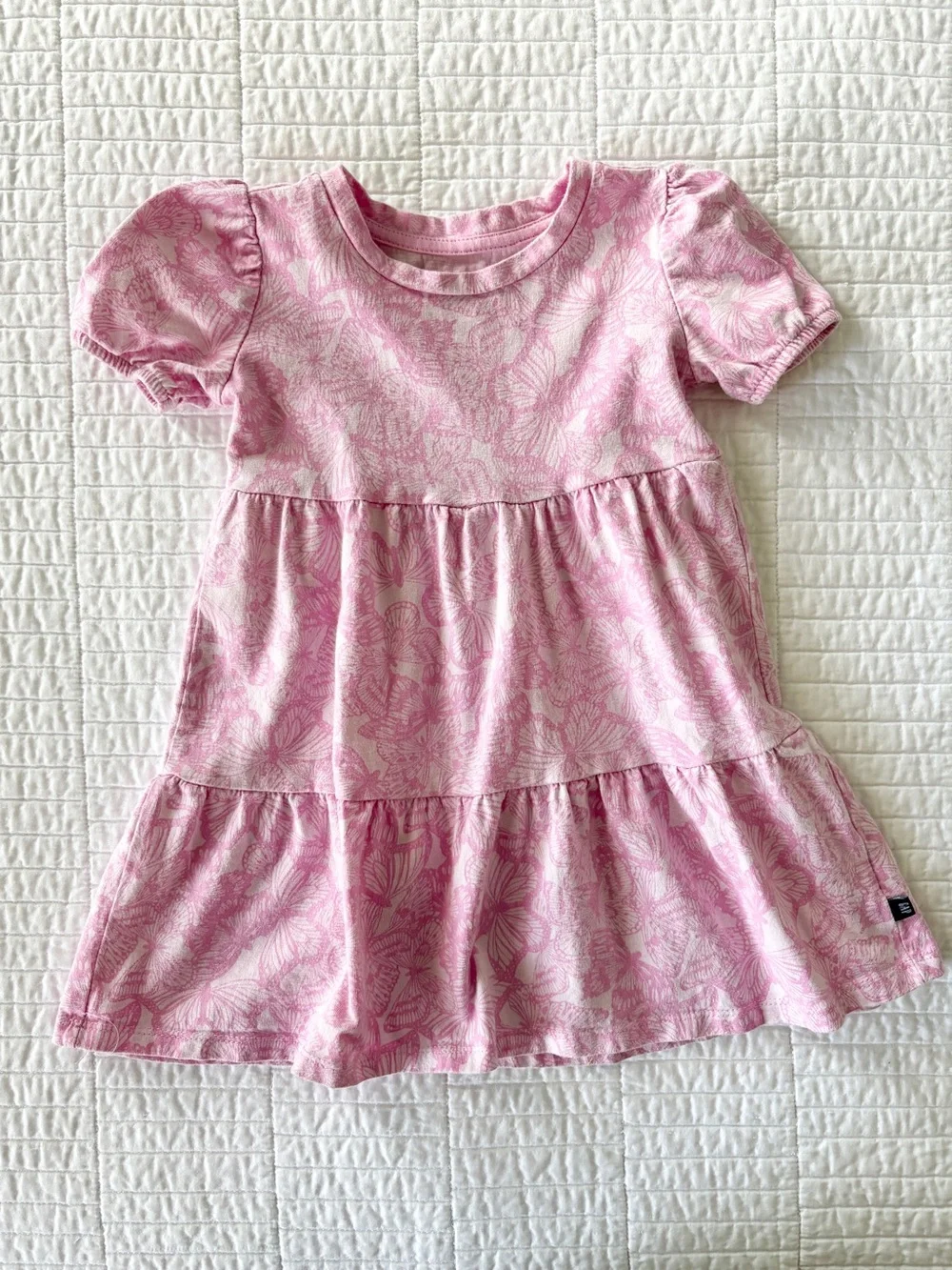GAP Pink Butterfly Tiered Short-Sleeve Dress - Toddler Girls Size 3T